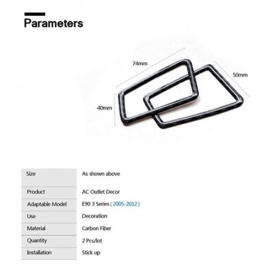 1 Pair Carbon Fiber Car Inner Front Side AC Vent Frame Cover For BMW 3 E90 05-12