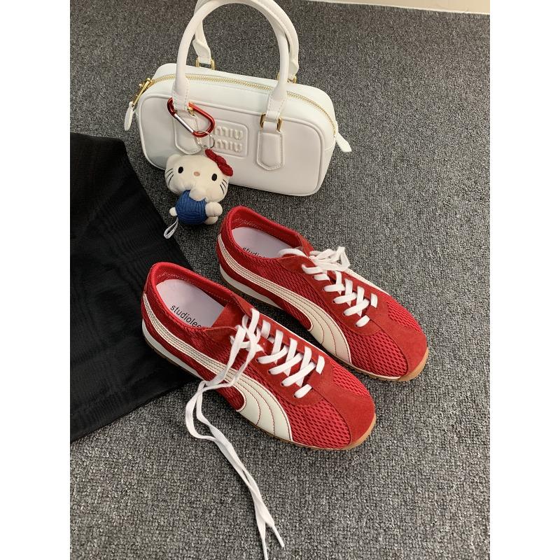 

~ Супер дышащая сетка контрастного цвета на шнуровке повседневная универсальная милая уродливая девочка 40 красный