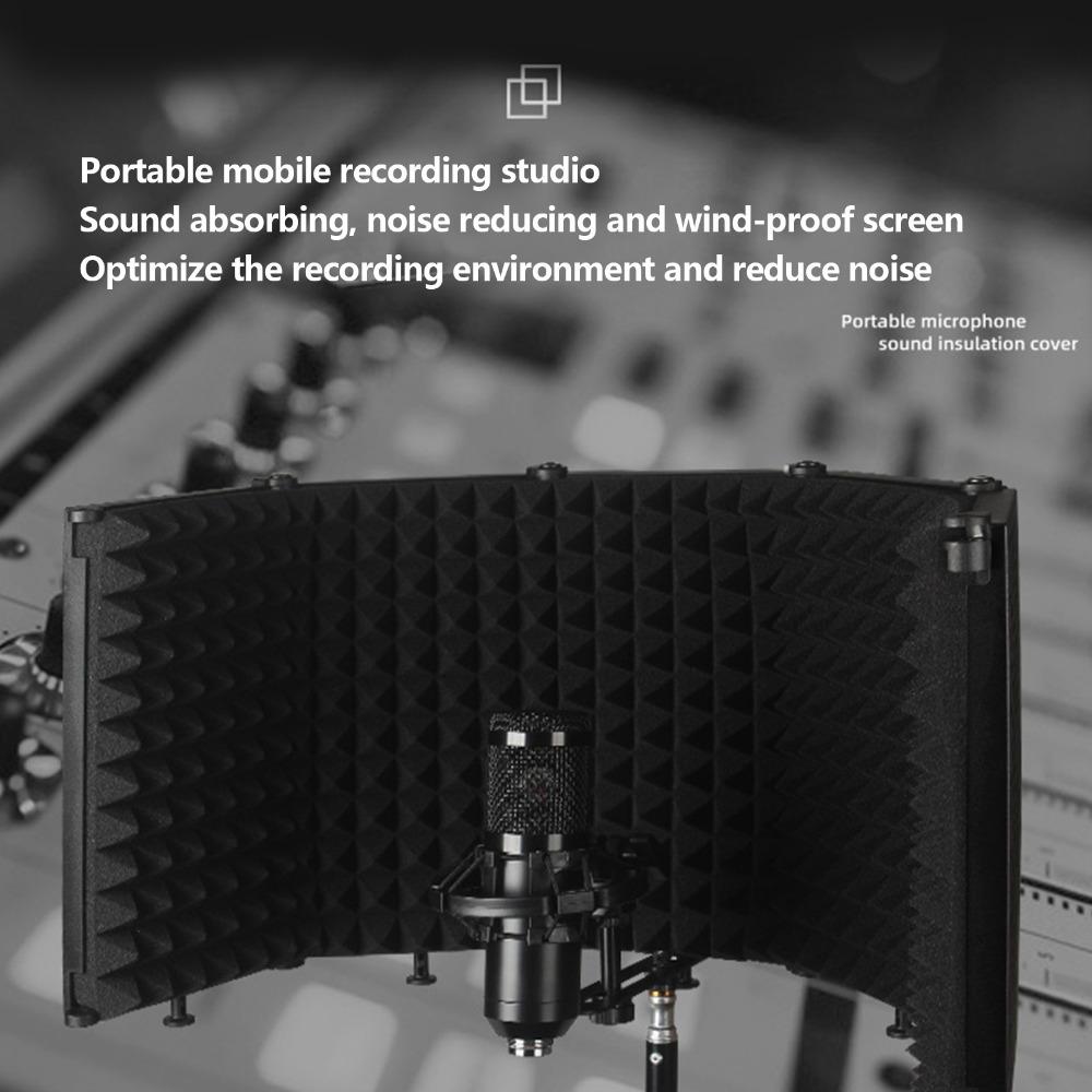 Foldable Mic Sound Absorbing Foam Reflector Adjustable Angles Portable Vocal Booth  for Recording