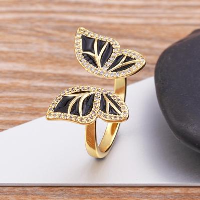 High Quality New Style INS Butterfly Enamel Dripping Oil Glazed Geometric Ring 5 Colors for Women Party Friendship Jewelry Gift