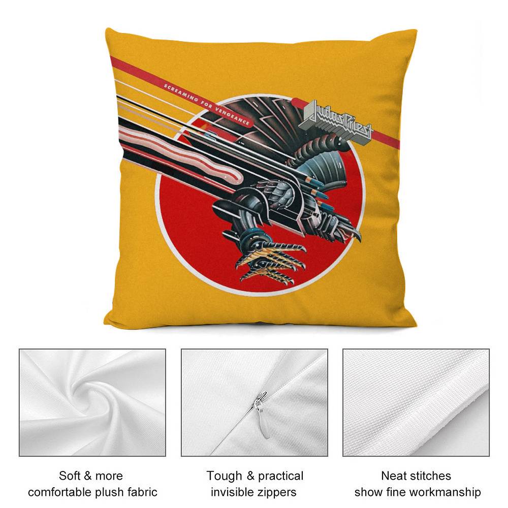 Cool J-Judas P-Priest Pillow Case Plush Fabric Soft Double Sided Print Sofa Cushion Cover Throw Pillow Covers