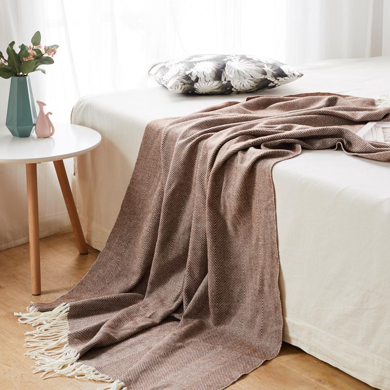 200x150cm Home Super Soft Blankets Stitch Woven Jacquard Wave Pattern Herringbone Fringe Sofa Throw Blanket Acrylic Wool Blanket