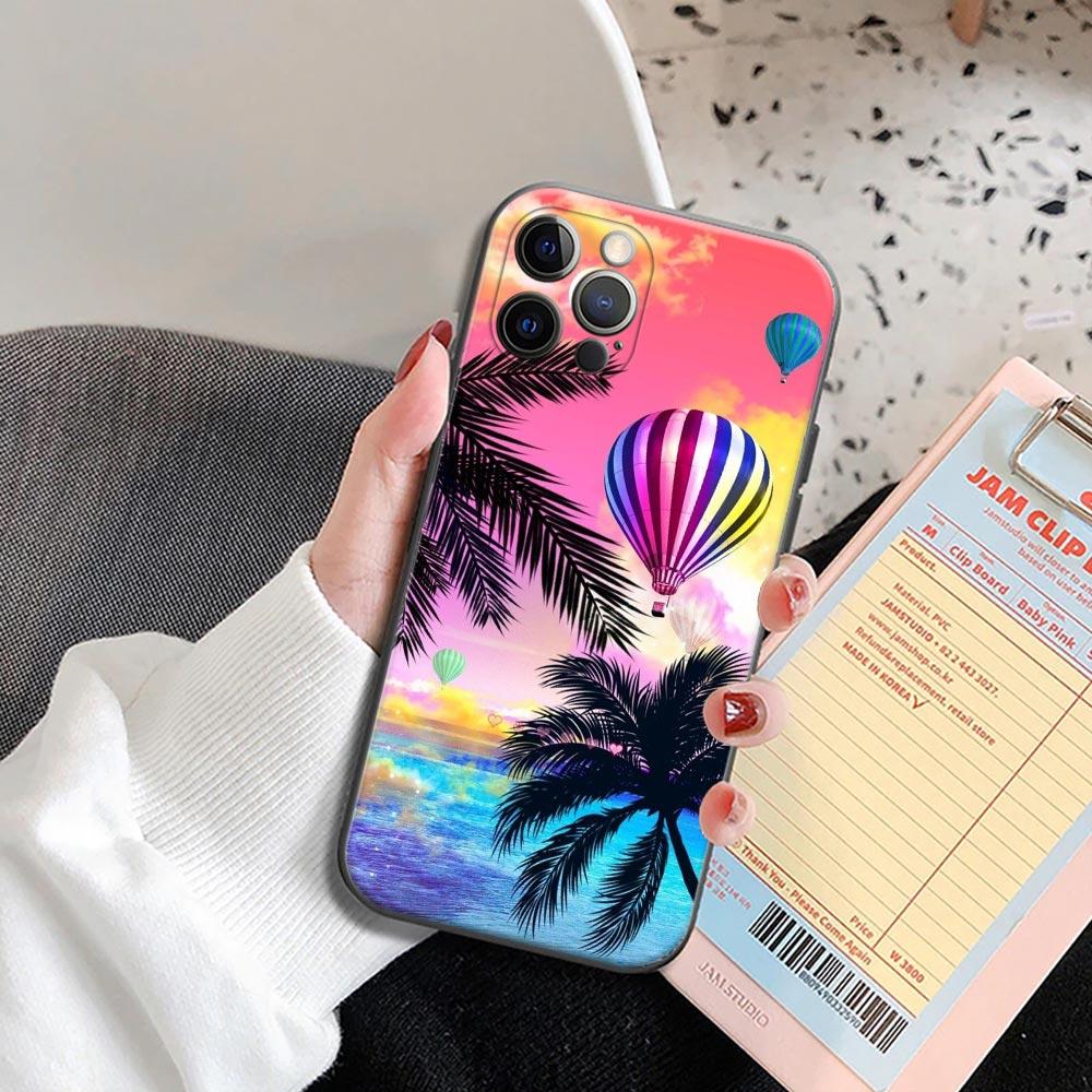 

Чехол для телефона iPhone 11 12 13 Pro 2022 7 8 SE XR XS Max 5 5S 6 6s Plus, мягкий силиконовый чехол, летний чехол с морскими пальмами iPhone 12 Pro Max