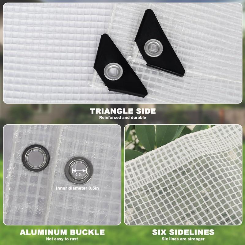 Thickness 0.3mm Transparent Grid Tarp Curtain Outdoor Pergola Clear Rainproof Cloth Greenhouse Succulent Plant Keep Warm Cover