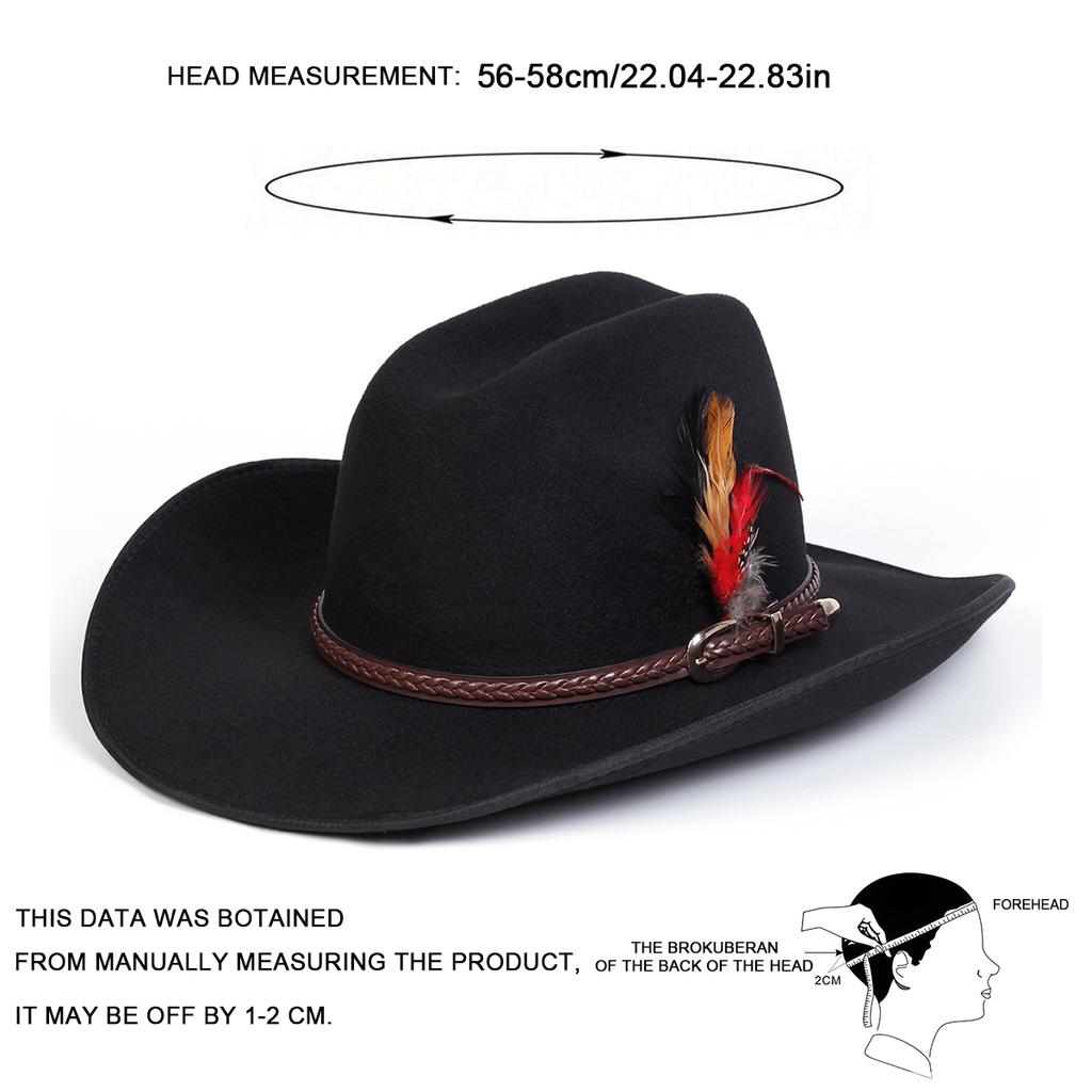 Men's Feathered Jazz Hat Fashionable Flat-top Hats Outdoor Leisure Gentleman's Cap Cowboy Caps