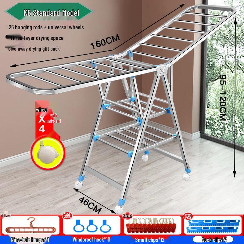Foldable Stainless Steel Clothes Rack for Indoor/Outdoor Use