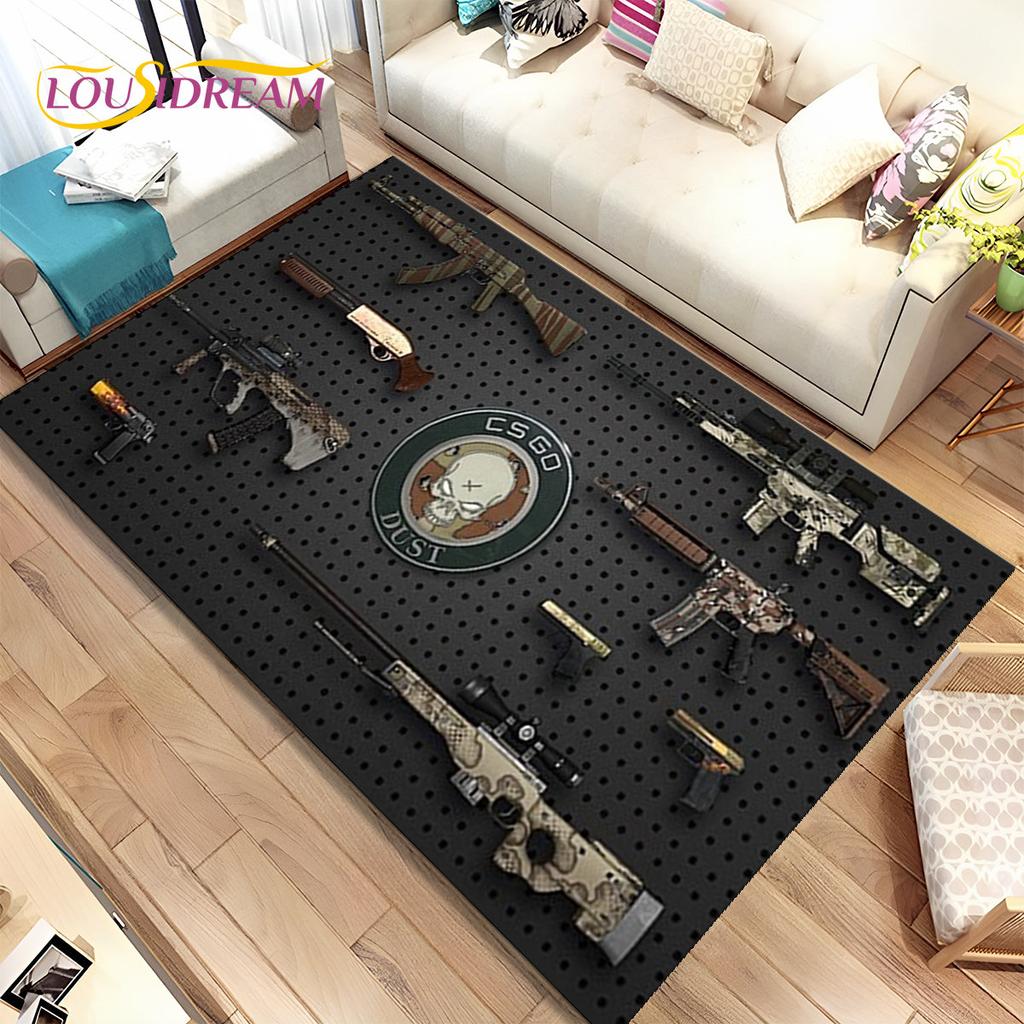 CS,USP,AK,M4,AWP,Gewehrpistolen-Patronengewehr-Bereichsteppich,Teppich für Zuhause, Wohnzimmer, Schlafzimmer, Sofa, Fußmatte, Dekor, rutschfeste Bodenmatte