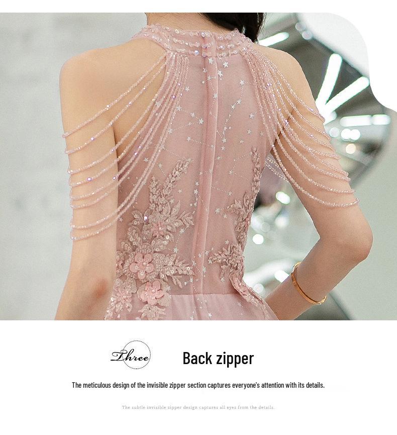 2026 Spring Pink Evening Gown for Women - Socialite, Banquet, Bridesmaid, Engagement, Birthday, Host Dress