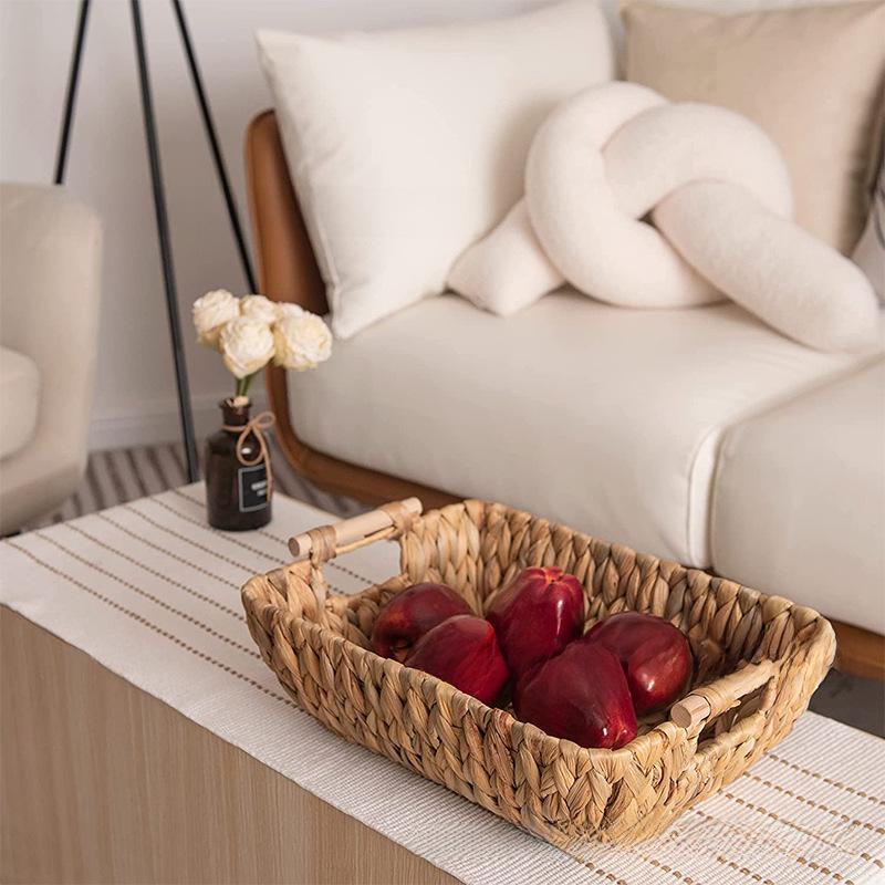 Rattan Woven Storage Basket Tray for Snacks & Sundries