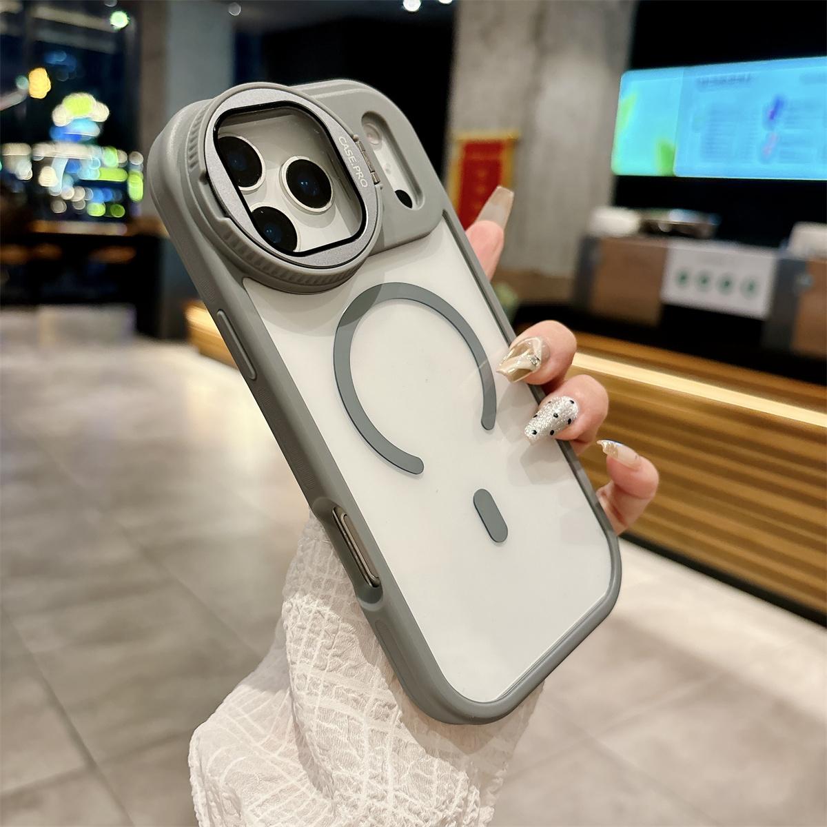 

Camera Lens Protection Stand Case For iPhone 17 11 12 13 16 Pro Max Air 15 16 Plus For Magsafe Magnetic Transparent Phone Cover For iPhone 14