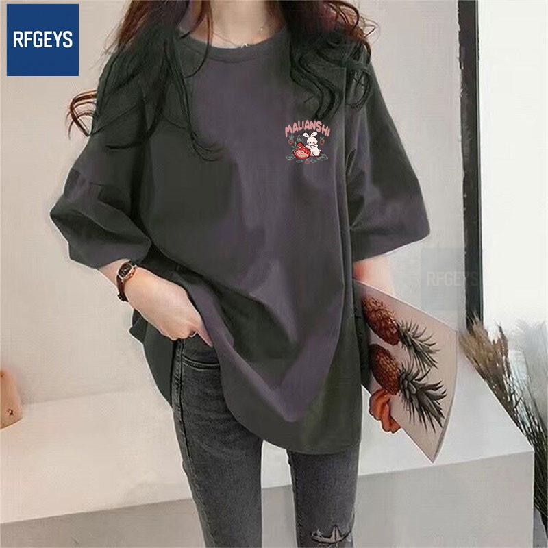 

RFGEYS Plus Size Women s Cartoon T-shirt: Trendy, Loose-Fit, Korean Style, Short Sleeve M (80-115 jin)