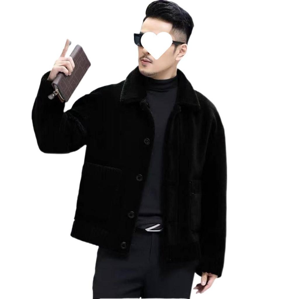 He & Pin Hui Men's Double-Sided Wool Jacket: Loose Fit, Lapel Design, Non-Pilling, Drop Shoulder, Versatile Winter Wear