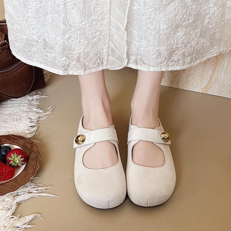 Fashion Aphixta Candy Color Flat With Women Slippers Cow Suede Metal Decoration Shoes Sweet Round Toe Slip On Outside Slide Mules