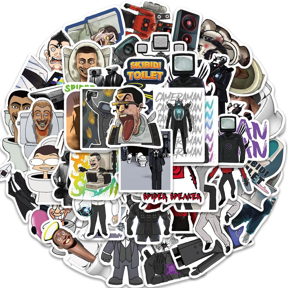 50 Toilet People and Monitors Graffiti Stickers Personalized Decorative Guitar Notebook Suitcase DIY Waterproof Stickers