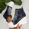 Women's Canvas Shoes Fashionable and Versatile Wedge-heeled Canvas Shoes Summer Casual High-top Sports Shoes