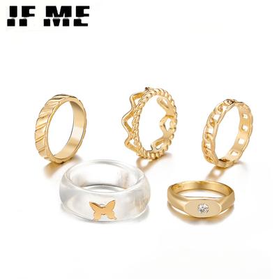 Μόδα χρυσά δαχτυλίδια από κράμα πεταλούδας σετ για γυναίκες πανκ ασημί χρώμα γεωμετρικά δαχτυλίδια δάχτυλα Δώρο κοσμήματα για πάρτι