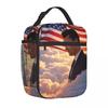 Charlie Kirk American Flag Insulated Lunch Bags Storage Food Box Leakproof Thermal Cooler Lunch Box For Travel