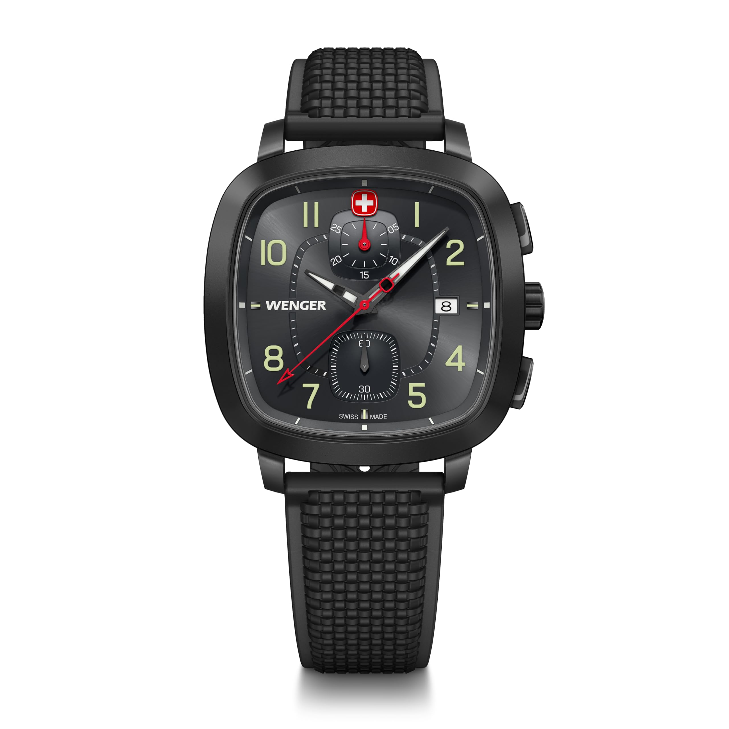

WENGER VINTAGE SPORT CHRONO Stainless Steel Case Grey Black Silicone 50m Water Men s Watch, Chronograph, (316L), Dial, Strap, Quartz, Resistant, Gift,
