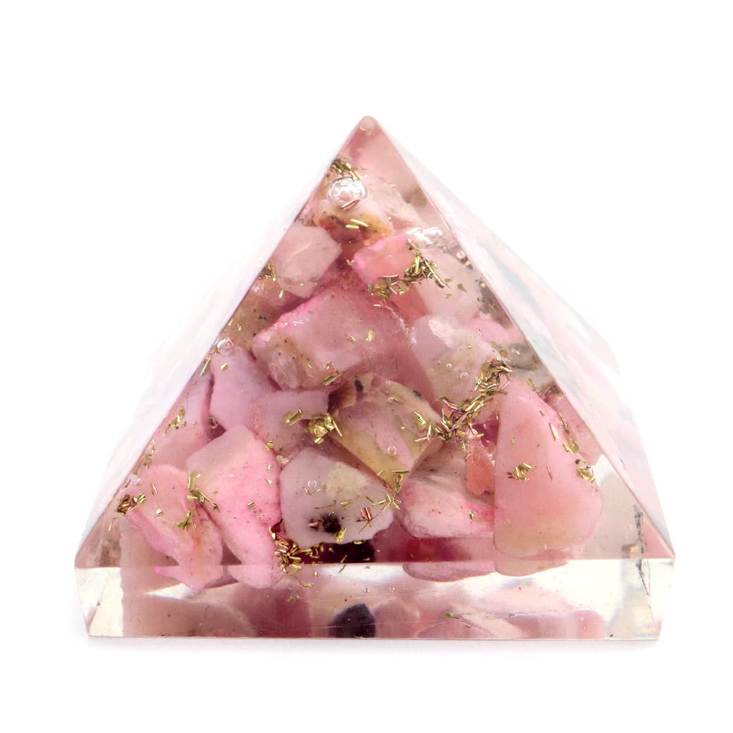 

[GOLD STONE] Pink Opal Orgonite Pyramid, Spiritual Item, Approximately 30mm Wide, No Coil
