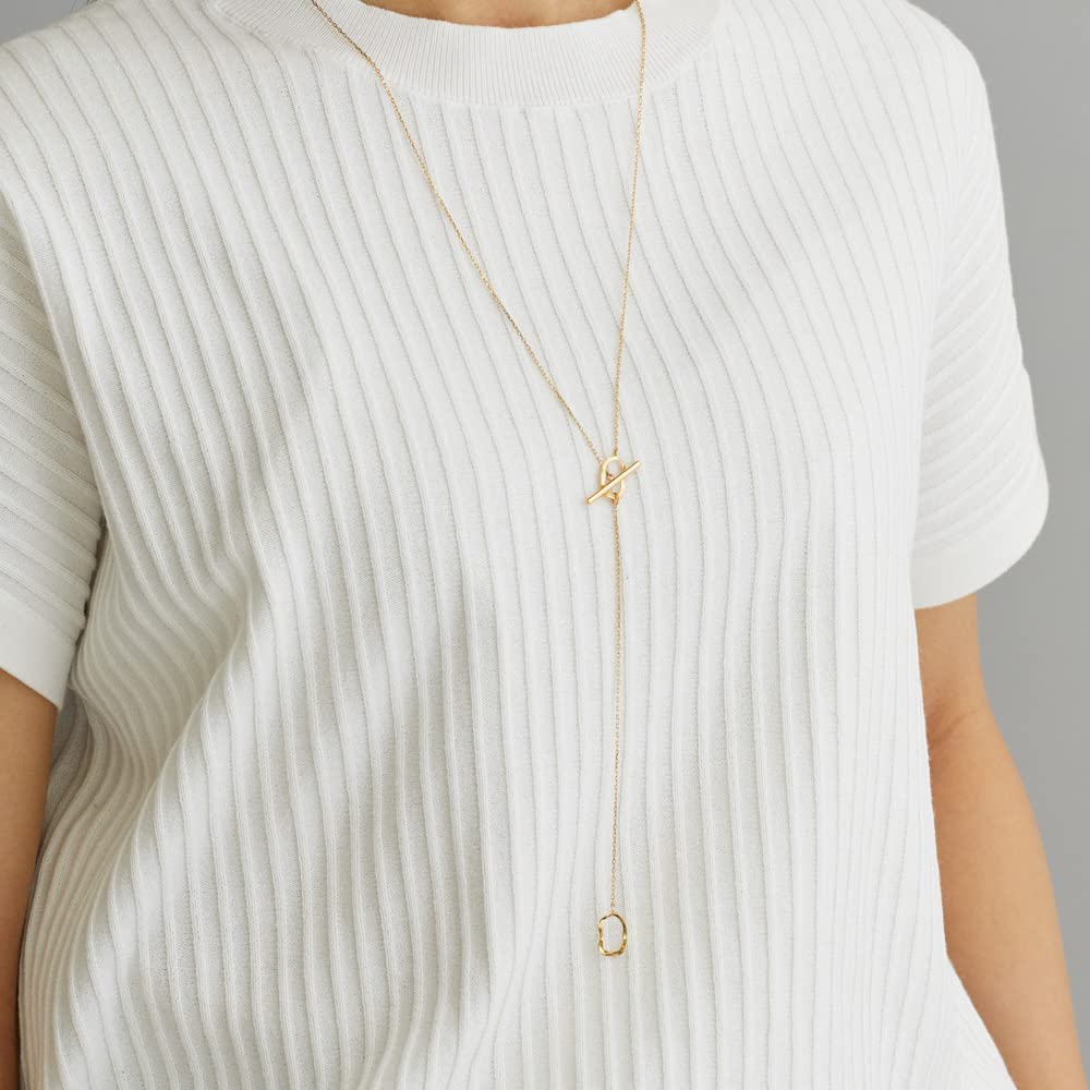 Hergestellt in Japan Lariat-Halskette K18 2-Wege-Halskette Mantel [Melody Accessories] (OP-N287) (Silberfarbe)