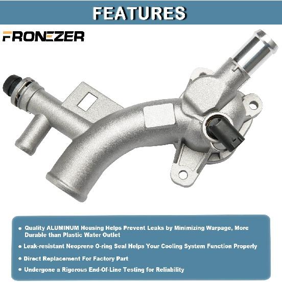 Aluminum Engine Coolant Housing Water Outlet Kit with Inlet Hose and Oil Cooler Hose Compatible with 2011-2021 Chevy Cruze Sonic Trax, Buick Encore