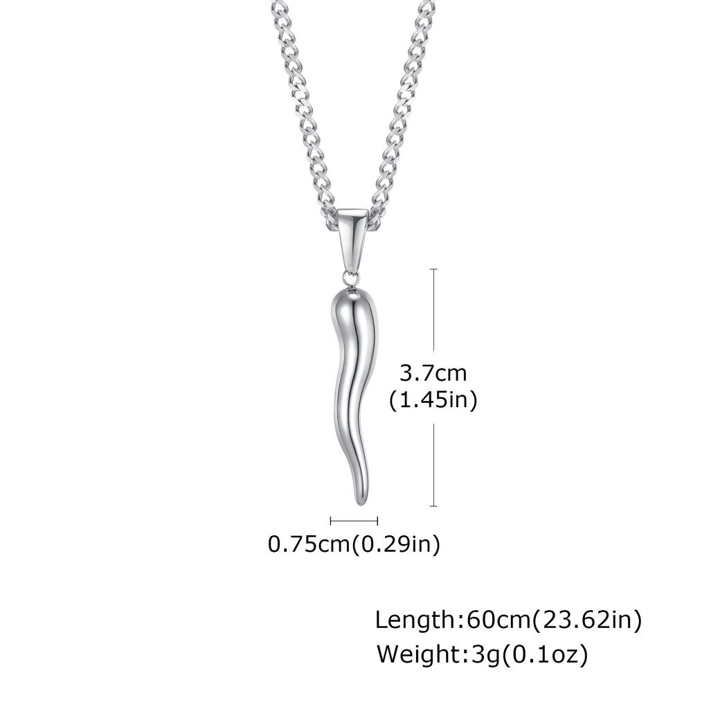 Collana Corno Italiano, Collane con Ciondolo Cornetto Italiano in Acciaio Inossidabile, Gioielli Unisex per Uomo e Donna