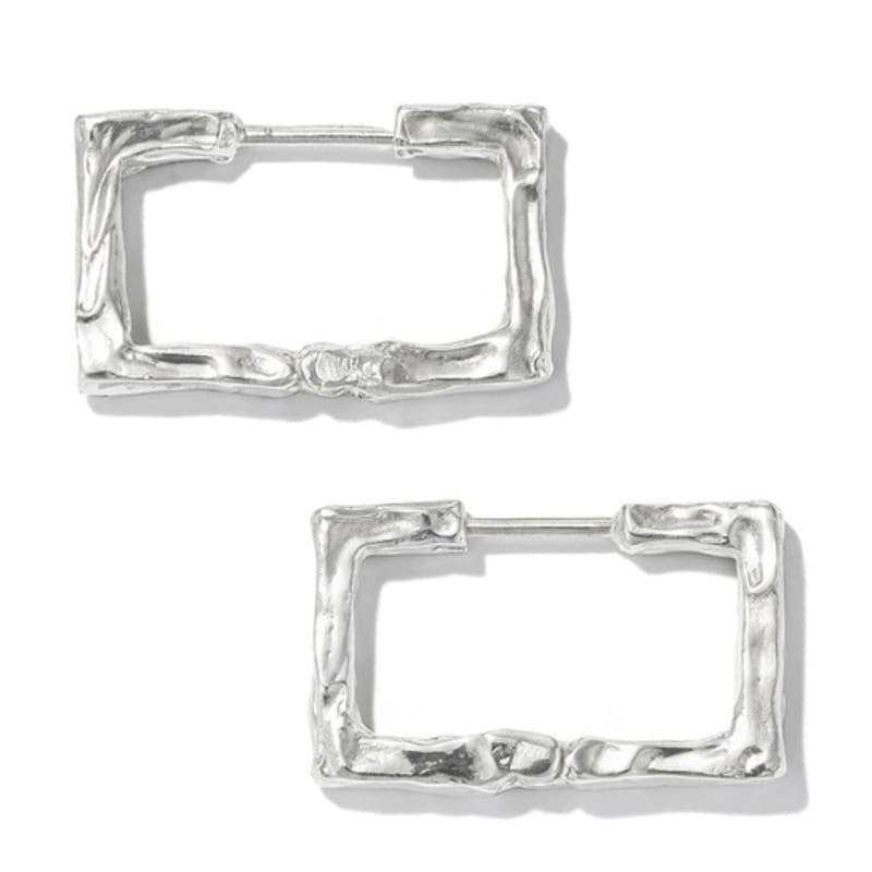 IBAE Silver Square Horizontal Earrings