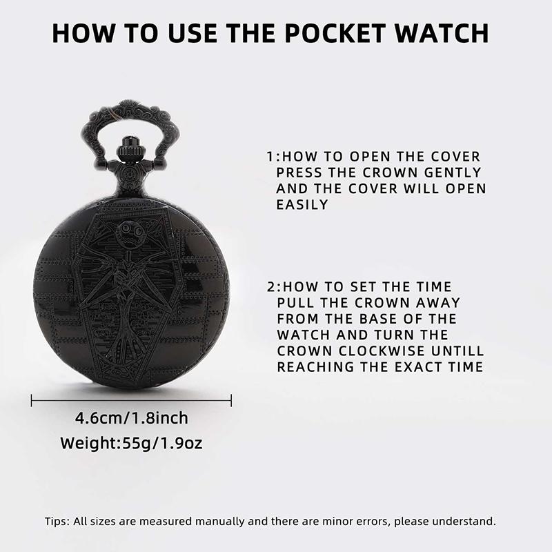 Mode Klassische Herren Schwarze Uhren Herren Retro Kreative Kette Quarz Taschenuhr Männer Geschenke