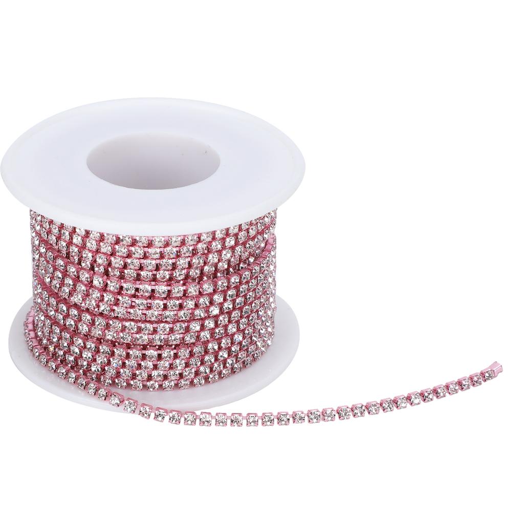 SS8‑2.5mm 10 Yard Artificial Diamond Chain DIY Home Craft Wedding Decoration ChainPink