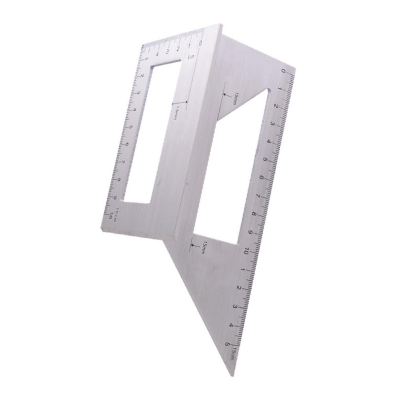 1PC Multifunkční Aluminium Woodwork Scriber T Pravítko Multifunkční čtvercové úhlové pravítko 45/90 stupňů Měřicí nástroj na zpracování dřeva