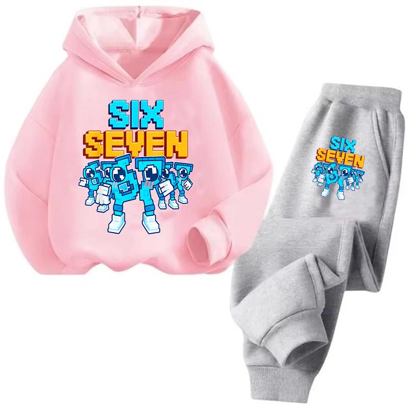 Six Seven Print 3-12Y Kids Hoodies Sets Italian Brainrot BrainRot Tracksuit Children's 67 Korean Sweatshirt Girls Boys Clothes