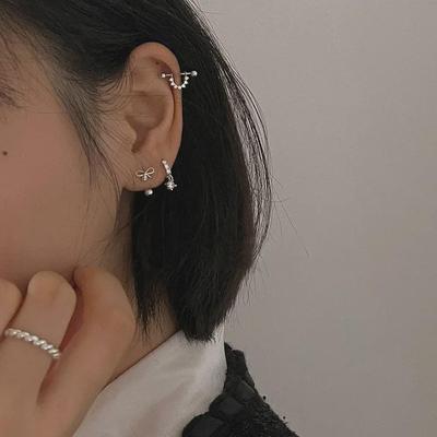 Sidabru dengti 925 sidabro auskarai su sriegiuota sagtimi moterims - Unikalus dizainas, Aukštos kokybės ausies kremzlės studai, Šaltas stilius, Vasaros būtinybė