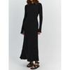 Long Sleeve Round Neck Ribbed Knit Bodycon Midi Dress High Waist Solid Color Sweater Women