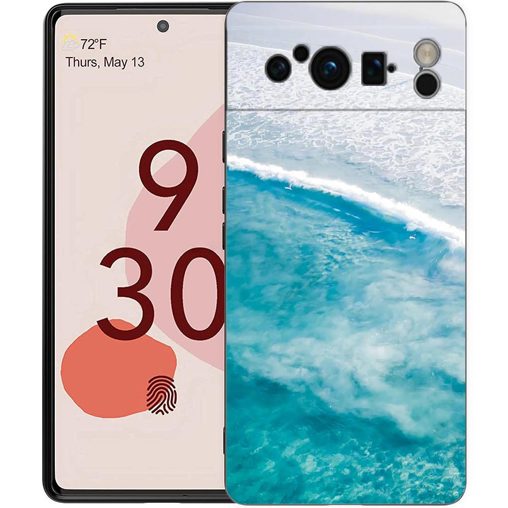 Pretty Blue Sea Fashion Phone Case For Google Pixel 10A 10 9 8 7 6 Pro XL 9A 8A 6A 7A 5G Soft Shockproof TPU Black Cover