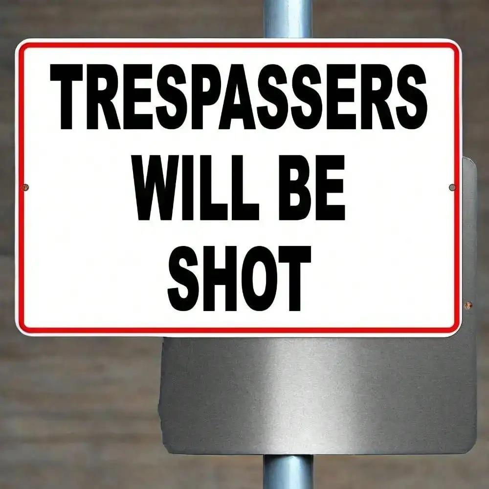 1PC Durable Aluminum No Trespassing Sign WeatherResistant Outdoor Warning Decor for Home Yard 20x30cm