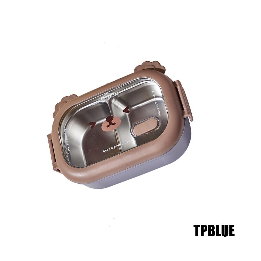 

Ланч-бокс из нержавеющей стали с мультяшным рисунком медведя, контейнеры для хранения здоровой пищи для студентов, школы, офиса, портативный, с отделениями, бенто-бокс 2&1000ml&1