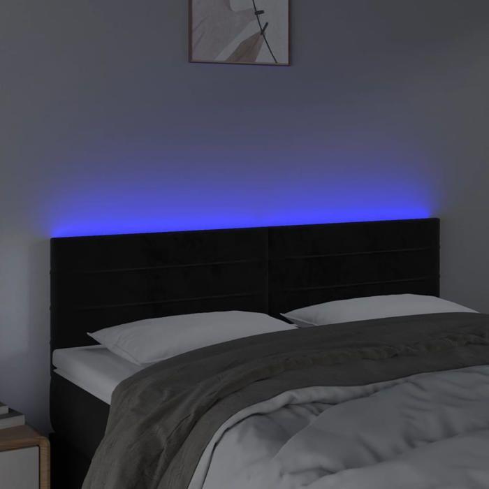 VidaXL Tête de Lit à LED Meuble de Chambre à Coucher Accessoire de Lit Double Tête de Cadre de Lit Intérieur Noir 3121802