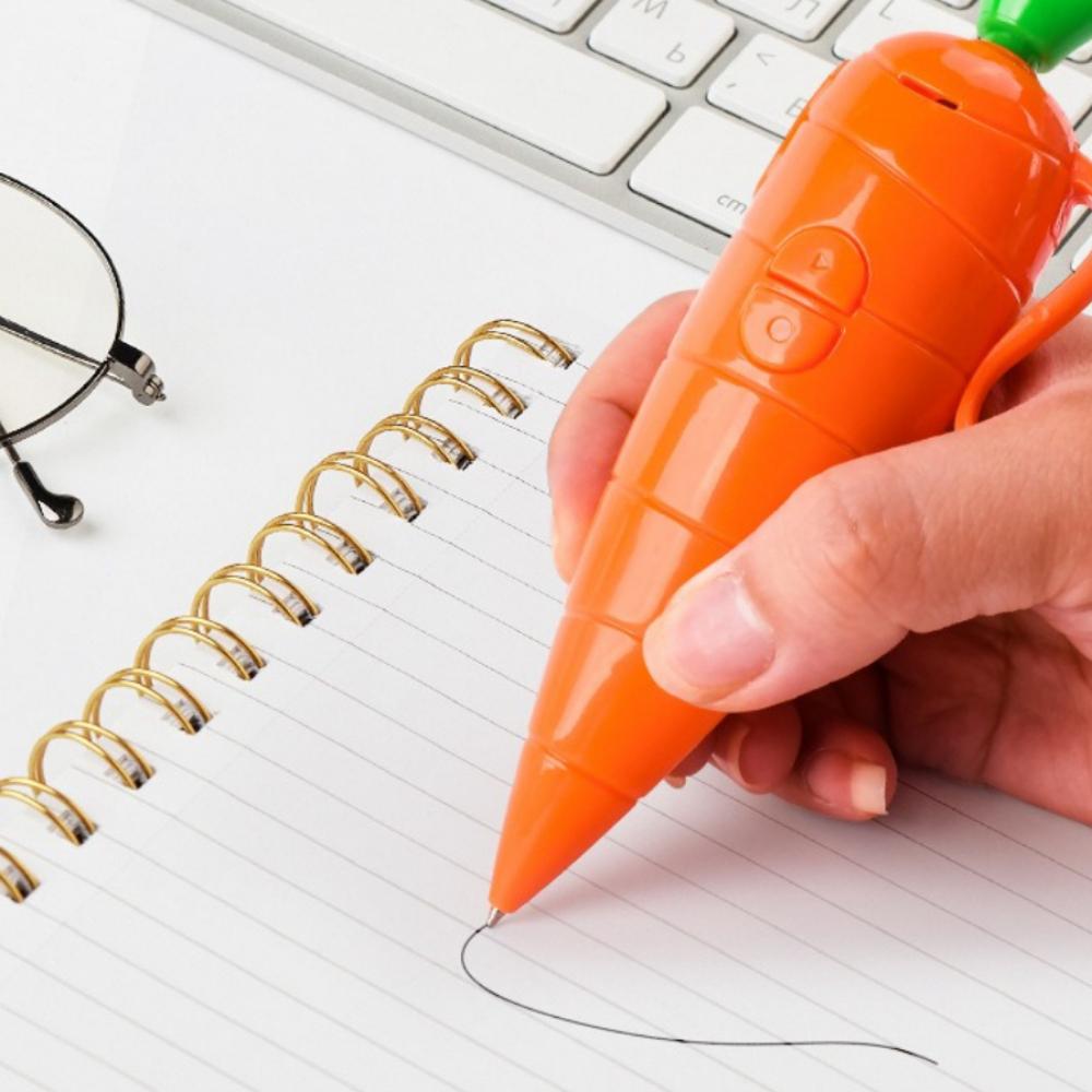Carrot Recording Pen Funny Voice Recorder Pen Write Graffiti Cute Ballpoint Pen 2 in 1 Novelty 60S Sound Recorder arancione