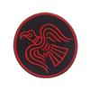 Nordic Viking Emblem Patch: Odin Knight Raven, Black/Red Rune Star.