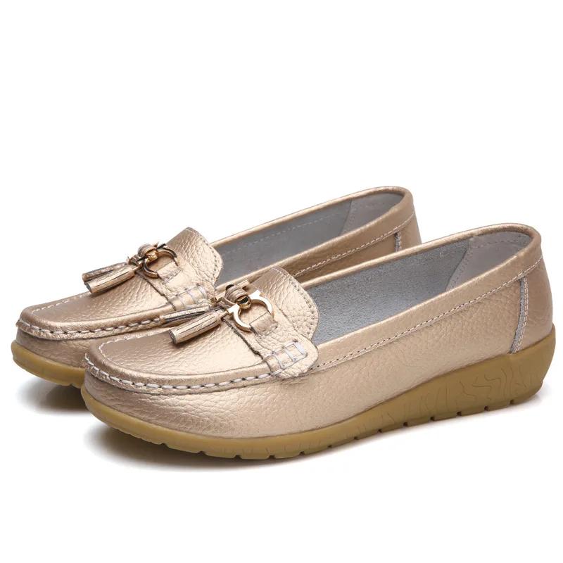 2025 Spring Autumn Shoes Woman tassel Cow Leather Flats Women Slip On Women's Loafers Female Moccasins Shoe Large Size 35-43