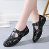 Big Sandals Hollow Leather Women's Shoes Leather Sandals Non-slip Flat Casual Mother Shoes Tide