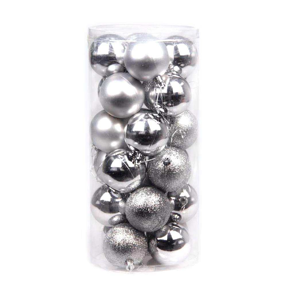 Decorative Christmas Tree Pendants 24pcs/box Glitter Powder Ball Pendant Ornament Christmas Baubles Balls Ornaments Gift