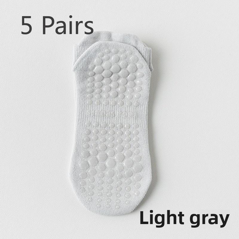 5 Pairs of Women's Spring and Autumn Mesh Ear Lifting Pure Cotton Indoor Fitness Silicone Non Slip Boneless Sports Boat Socks