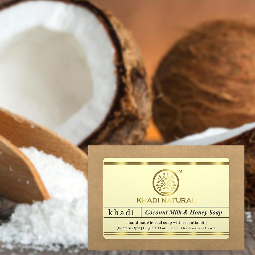 Khadi Natural Herbal Coconut Milk Honey Soap Bar 125 G X Pack Of 2 Deep Cleansing Moisturizing Bath Soap For Soft Skin