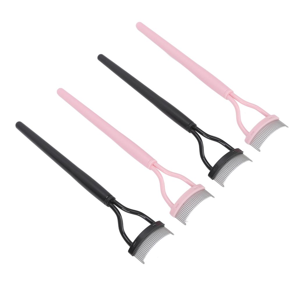 Eyelash Separator Stainless Steel Teeth Portable Cosmetic Brush Mascara Lash Definer with Comb Cover 4pcs
