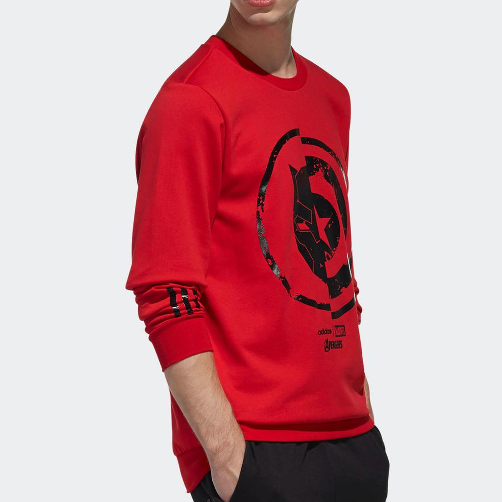 Adidas Neo Logo Print Casual Sports Pullover Sweatshirt Men Tops Red EA0320