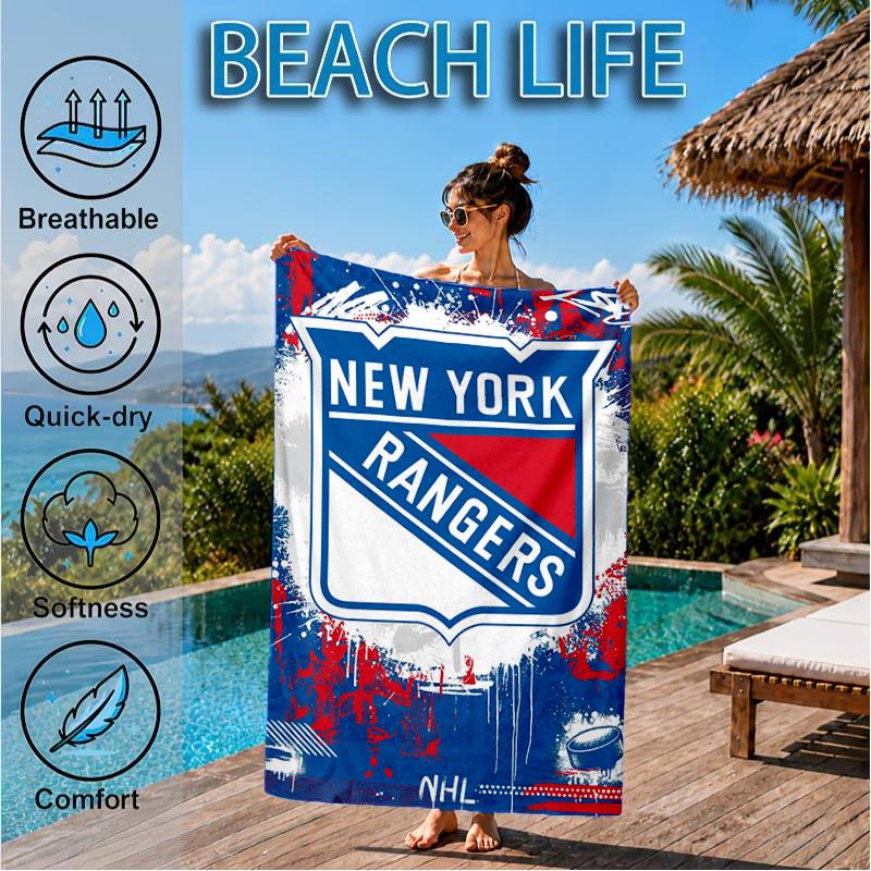 Rangers Hockey Beach Towel, Super Soft Microfiber, Perfect Gift for Her/Him, Birthday, for Pool, Beach, Travel, Decor Beach Party