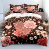 Exquisite Floral And Heart Patterns Print Bedding Set 1 Duvet Cover 2 Pillowcases For Adult And Children Luxury Gift Full Size