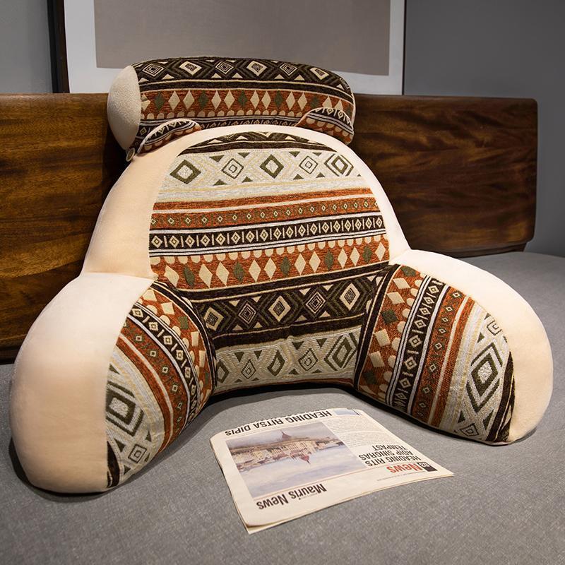 Ethnic Style Soft Bed Head Cushion Pillow – Large Backrest for Reading, Lumbar Support, Pregnancy Comfort