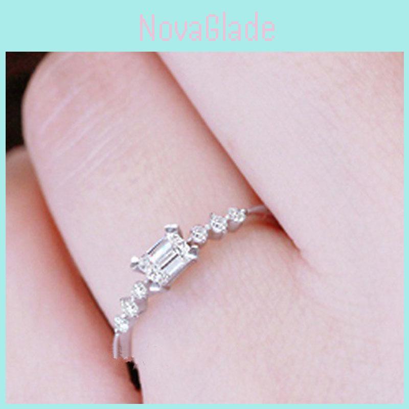 Exquisite Silver Plated Natural Gemstones Square White Sapphire Wedding Birthstone Ring For Timeless Elegance